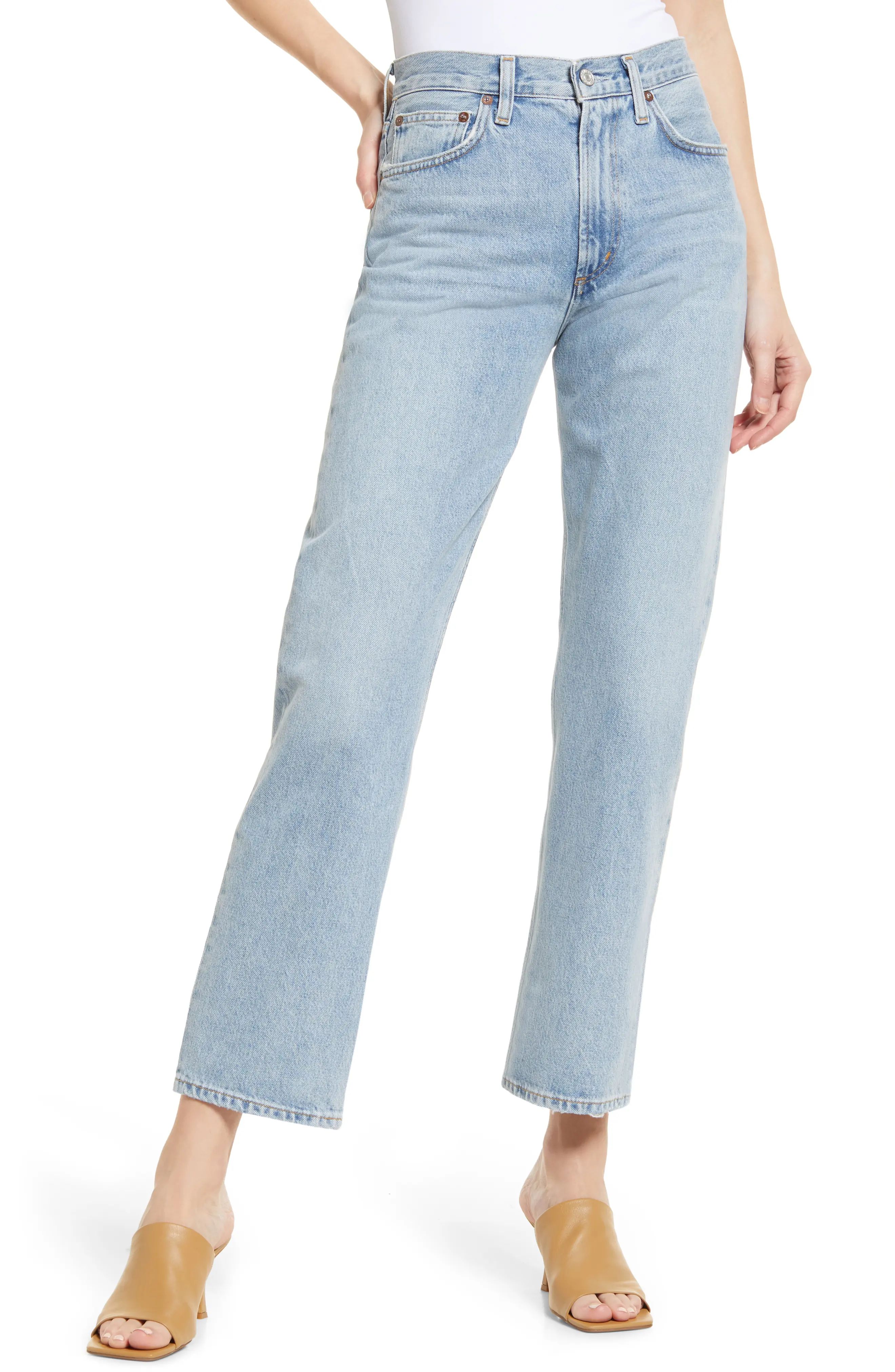 AGOLDE Mia High Waist Straight Leg Organic Cotton Jeans in Dimension at Nordstrom, Size 25 | Nordstrom