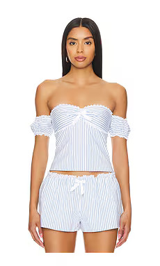 MAJORELLE Cynthia Top in Blue & White Stripe from Revolve.com | Revolve Clothing (Global)