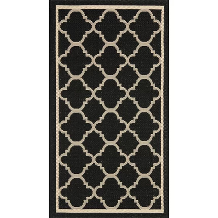 Cliquez pour plus d'informations sur Tapis intérieur/extérieur géométrique noir/beige Herefordshire