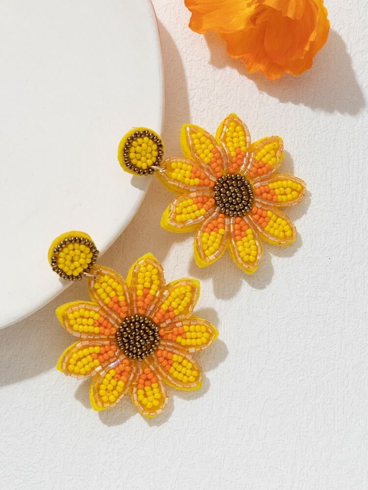 Bead Decor Sunflower Drop Earrings | SHEIN