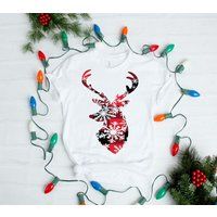 Womens Christmas Shirt, Reindeer Snowflake Shirt, Shirts, Movies Holiday Tee | Etsy (US)