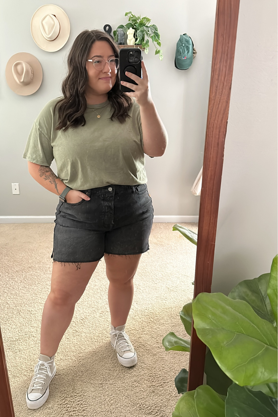 Old Navy shorts - 5 inch length is perfect for no thigh rub, sized up to a 16 (not curve) for extra room and they fit great! On sale for $19.99!! 

#LTKsalealert #LTKcurves #LTKSeasonal