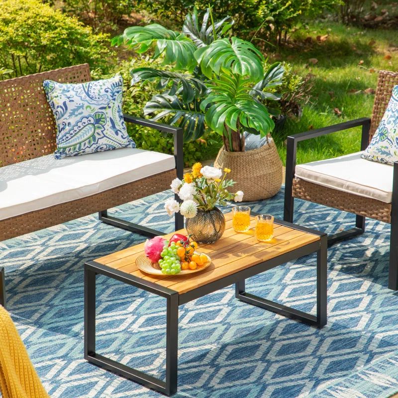 Armantine Darb Stylish 4-Person Wicker Patio Set with Cushions for Porch | Wayfair North America