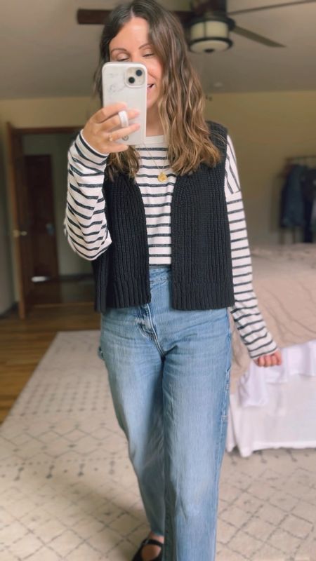 My vest is unavailable but I linked an identical one! My striped top is also older so I linked similar. My jeans fit true to size for a comfy fit and my shoes I sized up a half size and got a wide fit and they’re so comfy!



#LTKSeasonal #LTKstyletip #LTKfindsunder100