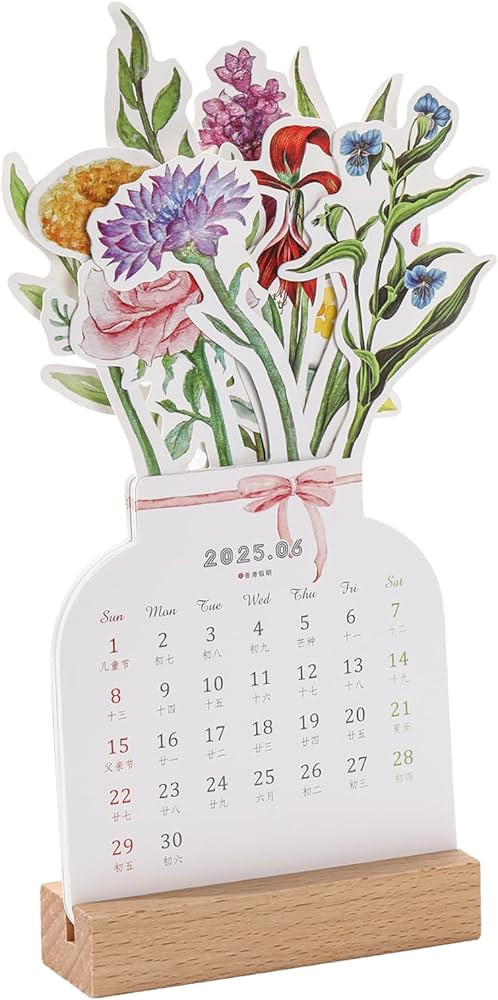 Bloomy Flowers Desk Calendar 2025 Small Desk Calendar Mini Creative Removable Vase Shaped Monthly... | Amazon (US)