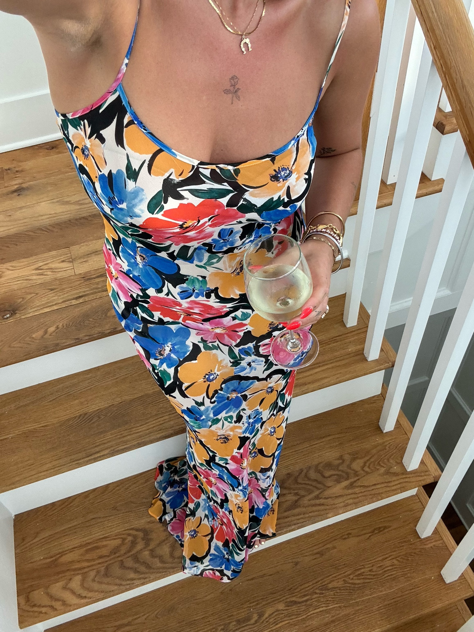 Rumored dress! It’s soooo pretty and fits so well. TTS, in a small. Linked the undergarments u wore underneath it as well. It’s a sheer fabric so I wore skims underneath and a nude bra and it was perfect 