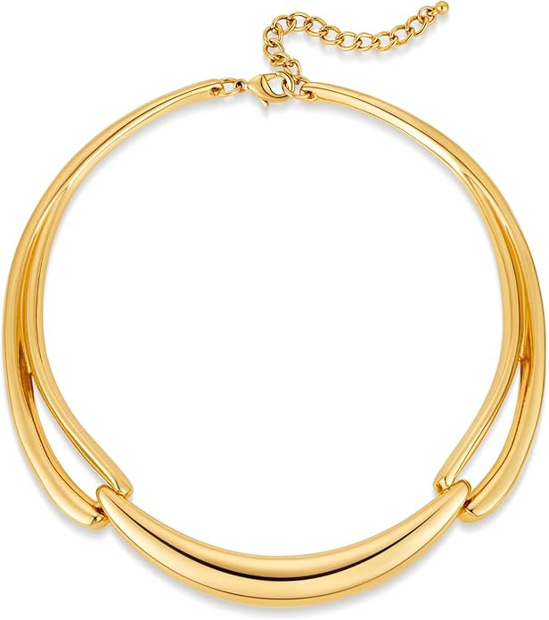 WOWORAMA Chunky Choker Collar Necklace for Women Gold Silver Teardrop Choker Necklace Spring Open... | Amazon (US)