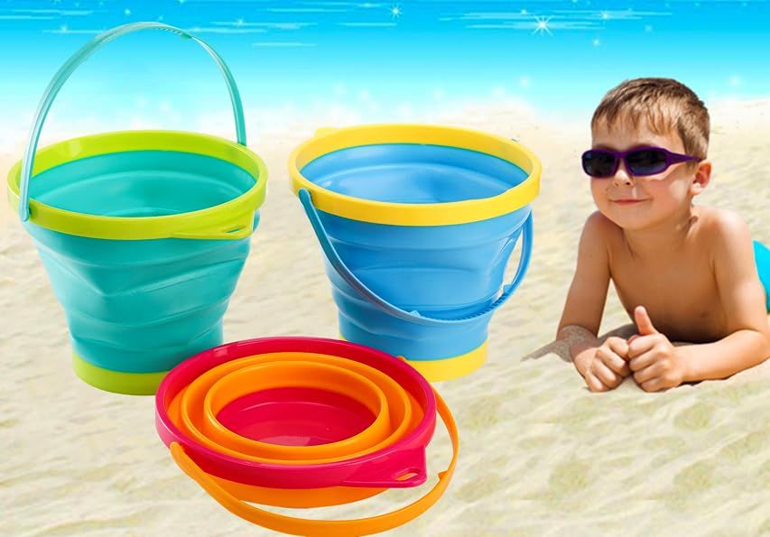 Holady Collapsible Buckets, Collapsible Pail,Sand Buckets and Sand Shovels Set,Foldable Pail Bucket  | Amazon (US)