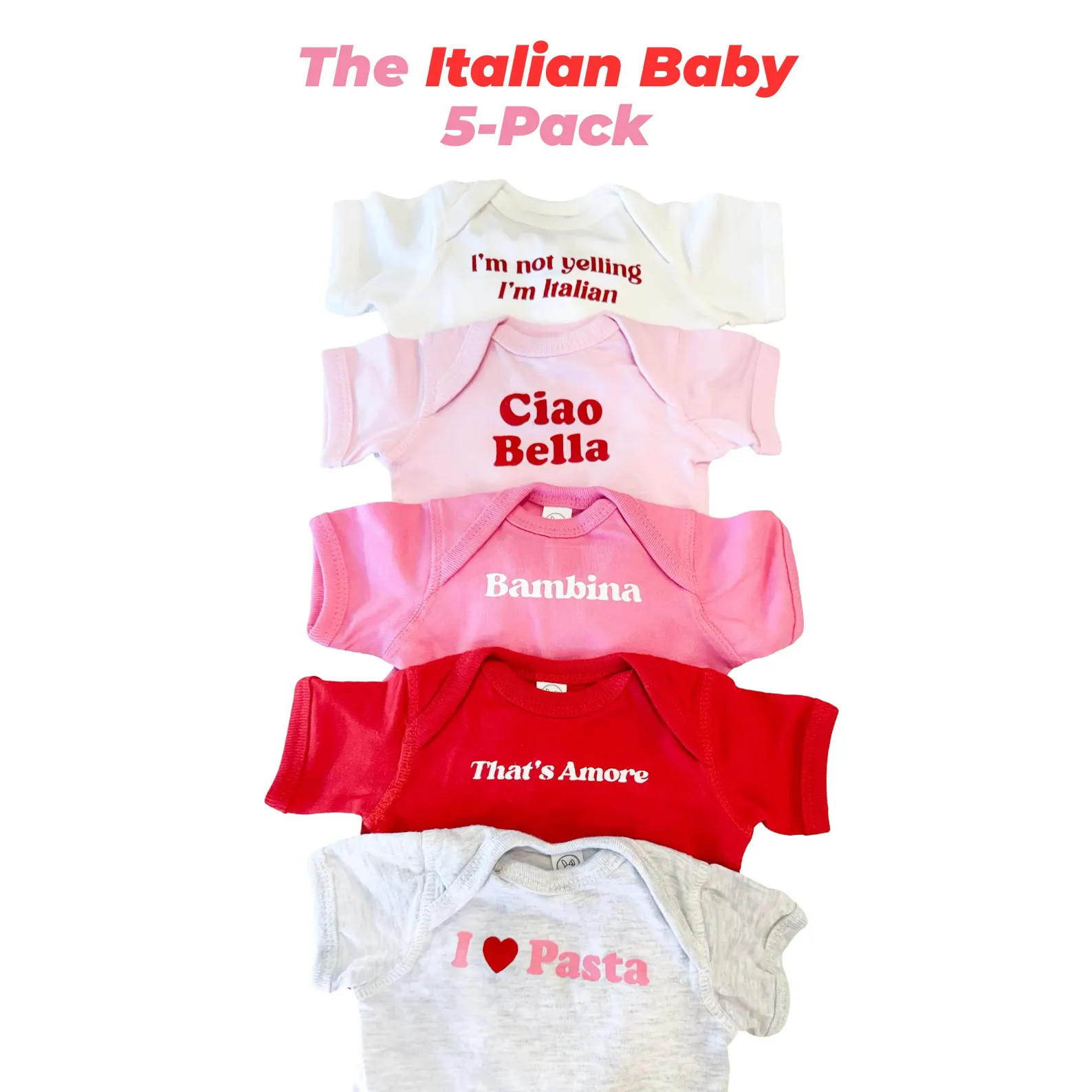 Italian Baby Onesies® 5-Pack, Funny Italian Baby Gift Set, Baby Girl Shower Gift, Italian Starte... | Etsy (Global)