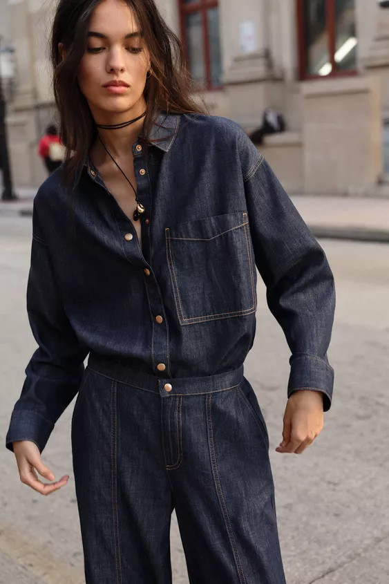 Z1975 OVERSIZED DENIM SHIRT | Zara US