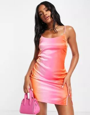 NA-KD cami mini dress with slit front in ombre print | ASOS (Global)