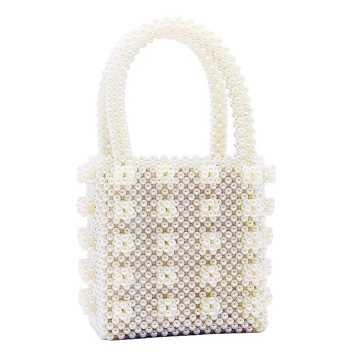 Miuco Womens Beaded Handbags Handmade Weave Crystal Pearl Tote Bags | Amazon (US)