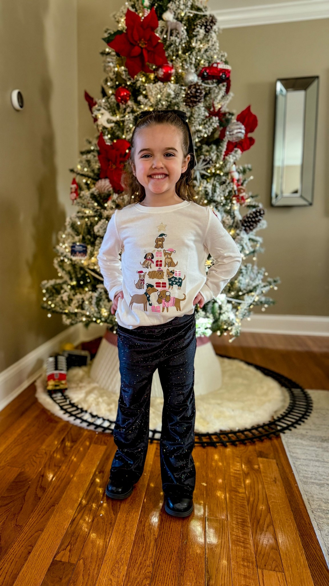 Sparkle velour pants + cute doggie holiday look! Dog shirt. Toddler girls. Velour pants. Velvet pants. Kids clothes. Affordable kids looks. School looks. Affordable kids clothes. Dog kids shirt. Dog lover. Holiday shirt. Holiday look. Flares. Kids look. Kids holiday look. Girls. Toddler girls 

#LTKGiftGuide #LTKdayinmylife #LTKHoliday