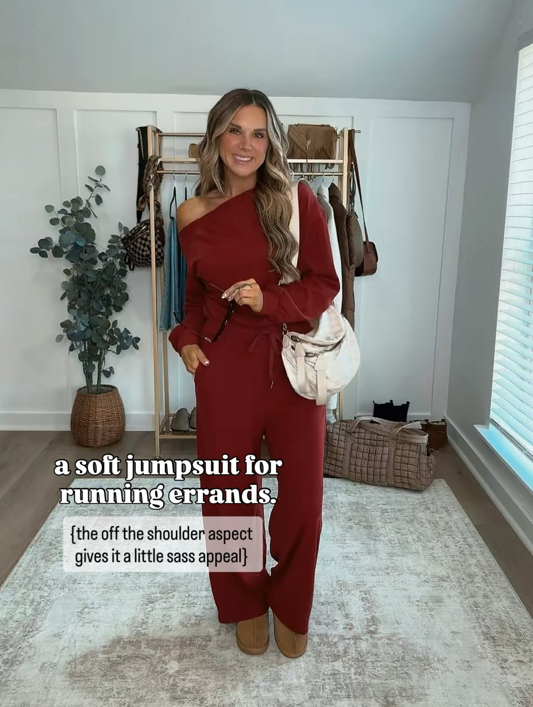 These are my go-to looks for an easy, stylish, and put together mom outfit as a busy mom of 4 that's always on the go. I always reach for one of these when I need a look fast: off the shoulder jumpsuit, a look for less 2-piece matching set, the must-have cashmere blend top, and a sweatshirt I own in too many colors that I pair with the softest leggings.  

 #LTKdayinmylife #LTKootd #LTKmomlife