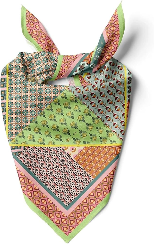 dscarf Womens Neck Scarf 21"x21" Small Square | Headband Scarf Ethnic Bandana Head Scarf Flowerin... | Amazon (US)