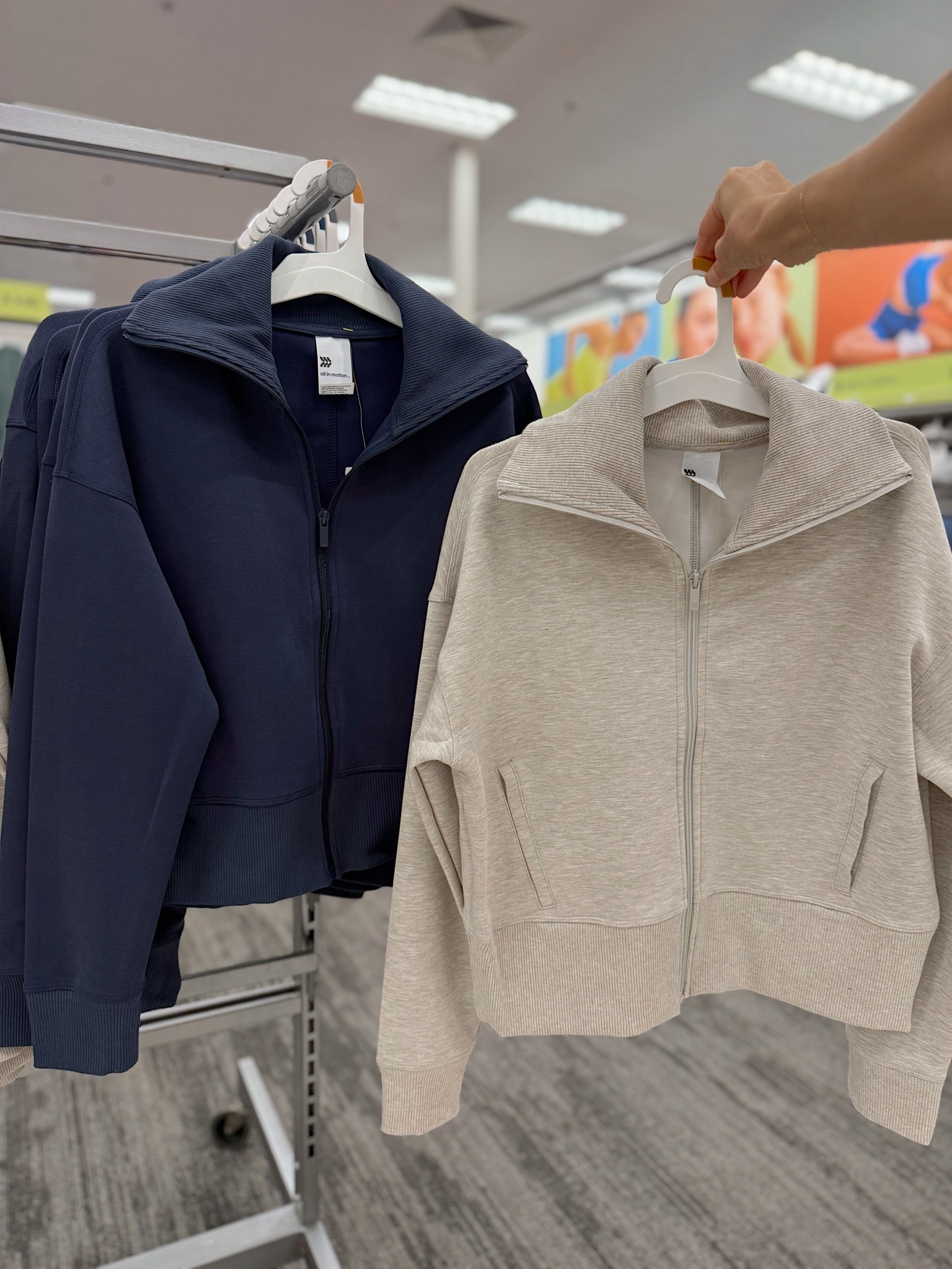 These Athletleisure zip jackets remind me so much of the Spanx Air Essentials line but they’re from Target!! Comes in a beautiful chocolate brown and black color as well! Matching pants, joggers, and skirt 🤍￼

#LTKActive #LTKU #LTKOver40