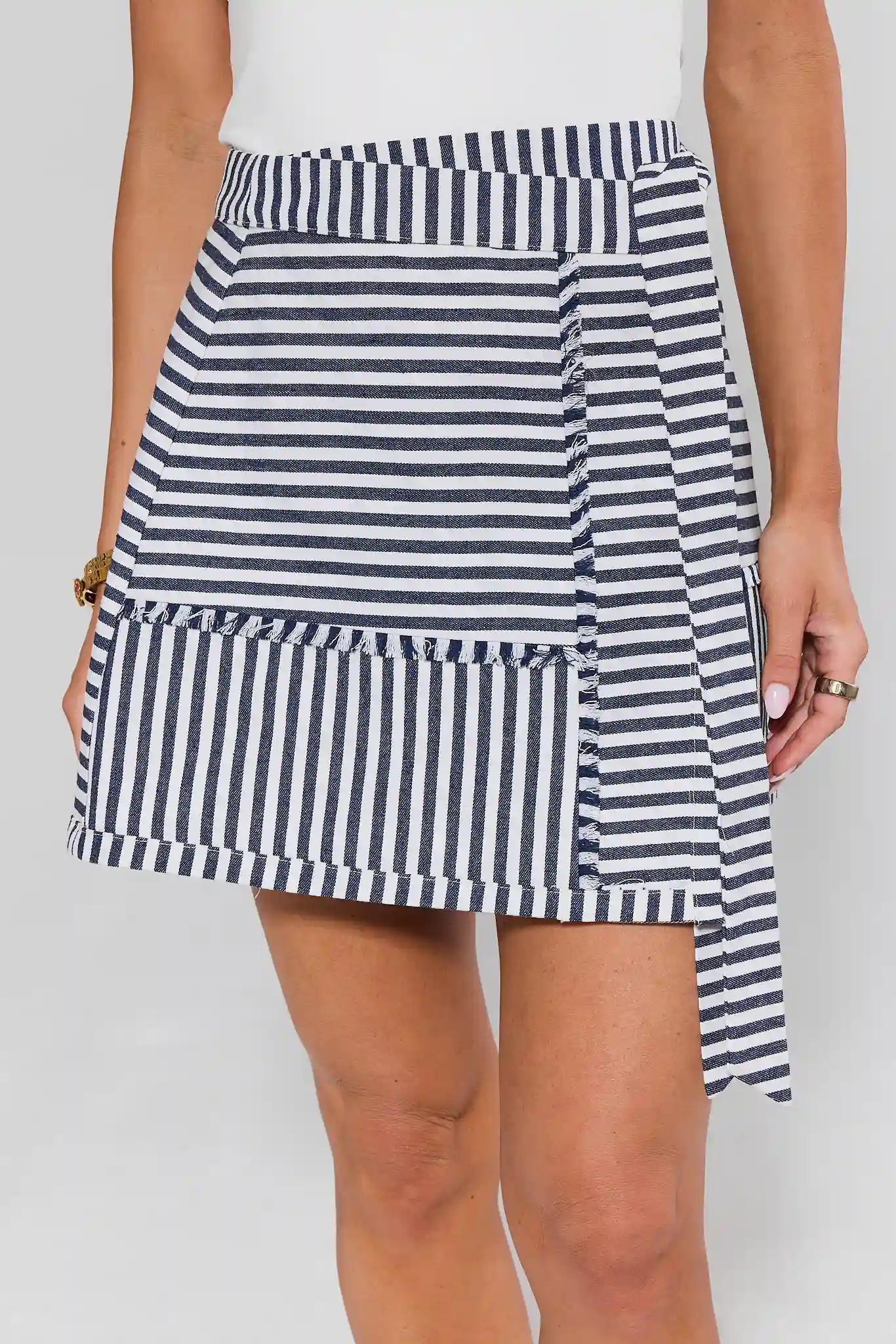 Navy Striped Wrap Skirt | Avara