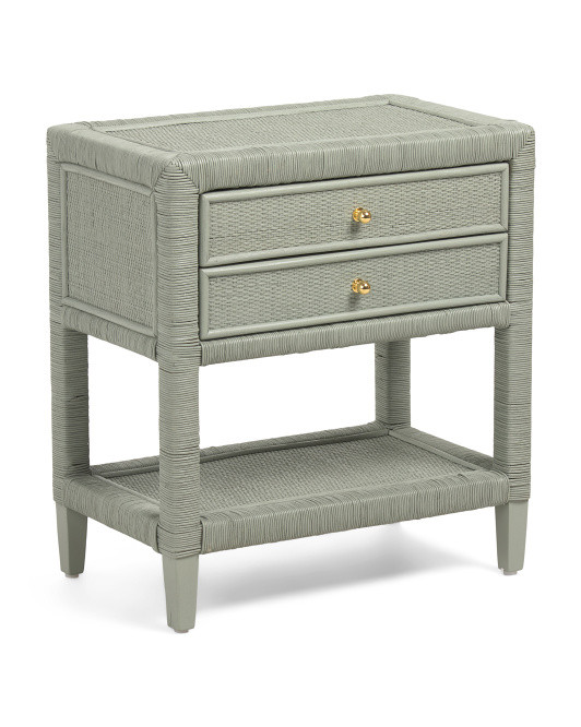 24x14x26 Rattan 2 Drawer Accent Table | TJ Maxx