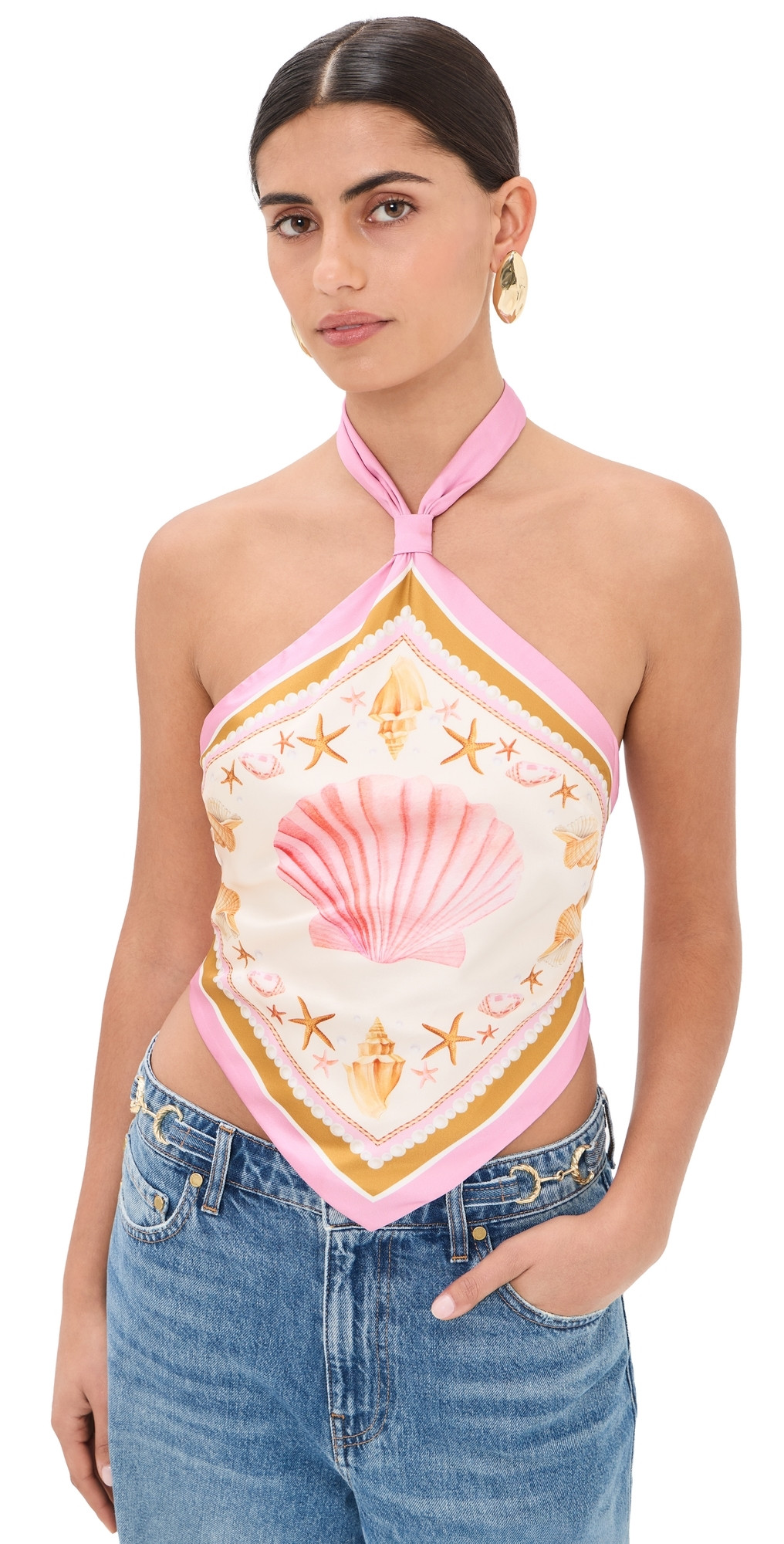 Retrofête Jamie Scarf Top Ochre Shell Foulard L | Shopbop