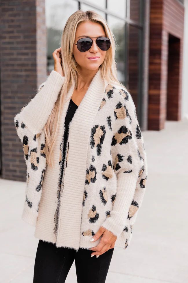Caught Your Gaze Animal Print Cream Cardigan | The Pink Lily Boutique