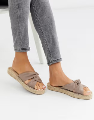 ASOS DESIGN Jolly knotted mule espadrille in beige | ASOS UK