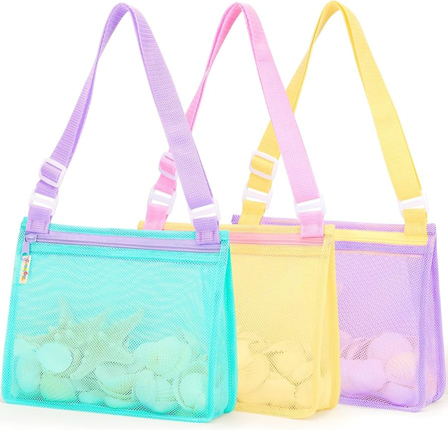 Tagitary Beach Toys Mesh Beach Bags Sand Toys Kids Seashell Bag with Zipper,Outdoor Toys Travel S... | Amazon (US)