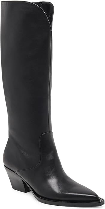 Coutgo Womens Wide Calf Cowboy Boots Suede Knee High Chunky Heel Pointed Toe Western Cowgirl Boot... | Amazon (US)