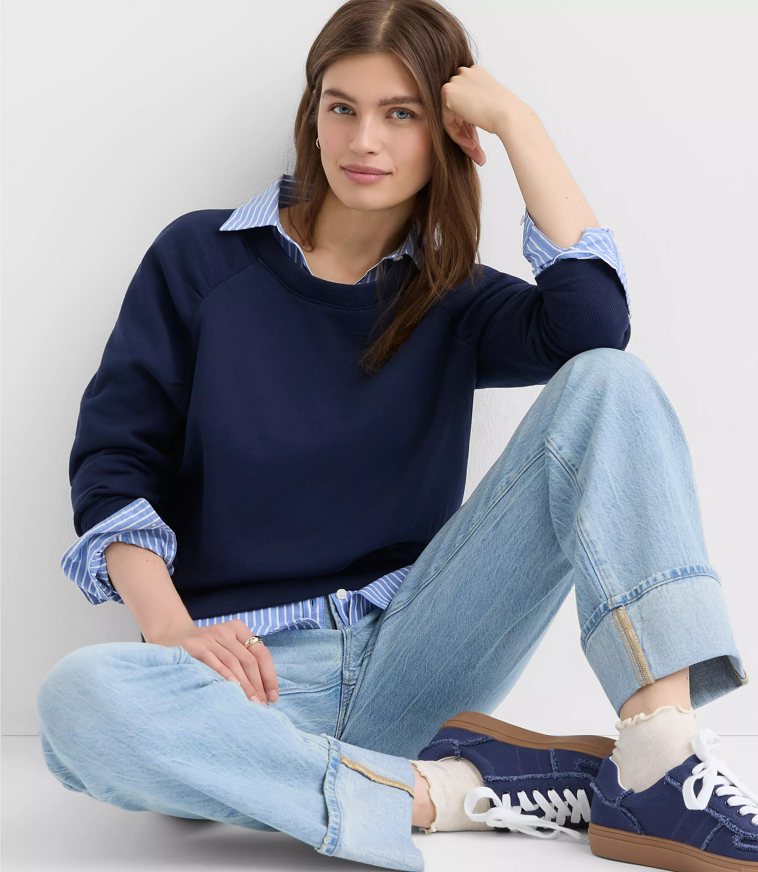 Shirred Shoulder Sweatshirt | LOFT