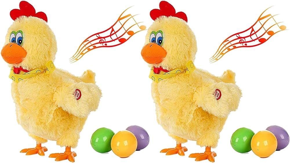exect 2023 Easter Plush Toys Lay Eggs Musical Chicken，Plush Electric Stuffed Laying Egg Chicken... | Amazon (US)