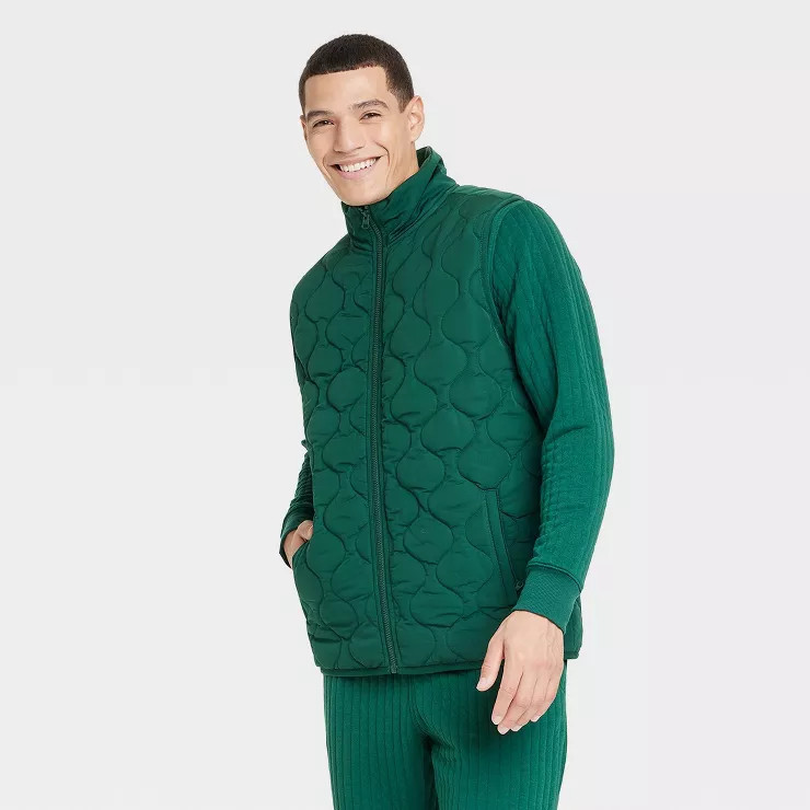 Men's Family Gateway Puffer Jungle Gym Vest - Goodfellow & Co™ Dark Moss Green | Target