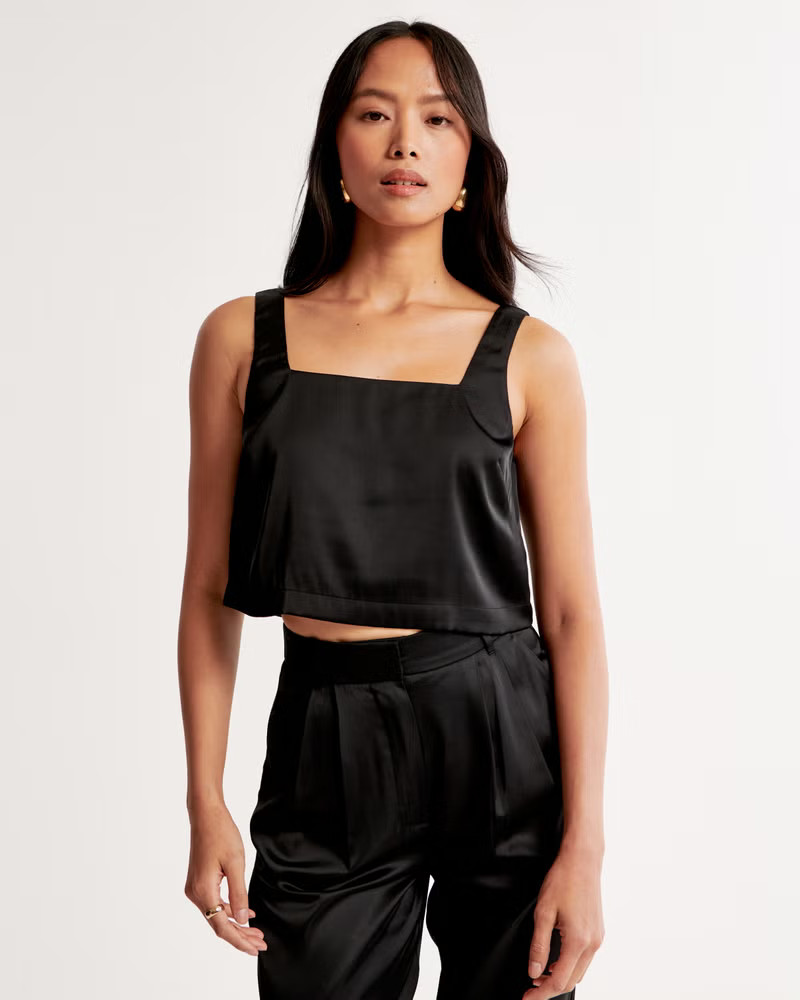 Satin Squareneck Set Top | Abercrombie & Fitch (US)