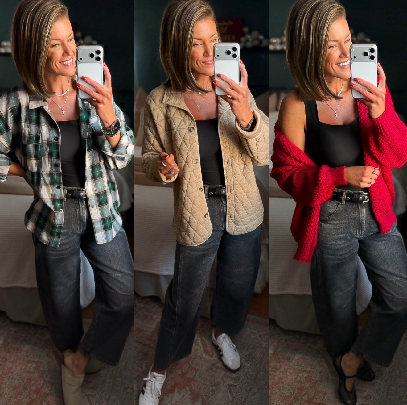 The best tank you will ever put on your body. It feels like a second skin. So soft and silky with built in padding. 
Tank/medium
Medium in flannel, Shacket and cardigan 
Jeans/6

#LTKStyleTip #LTKSeasonal