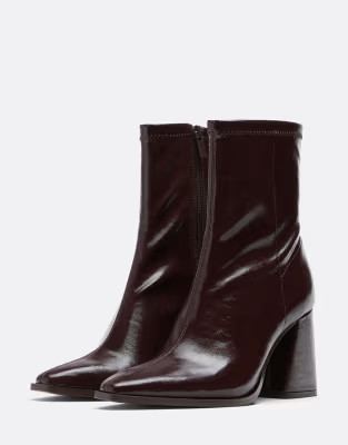 Stradivarius High-heel stretch ankle boots in brown | ASOS (Global)