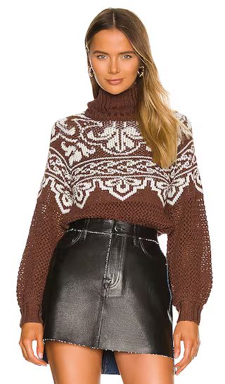 Cayleen Fair Isle Sweater in Brown & Ivory | Revolve Clothing (Global)