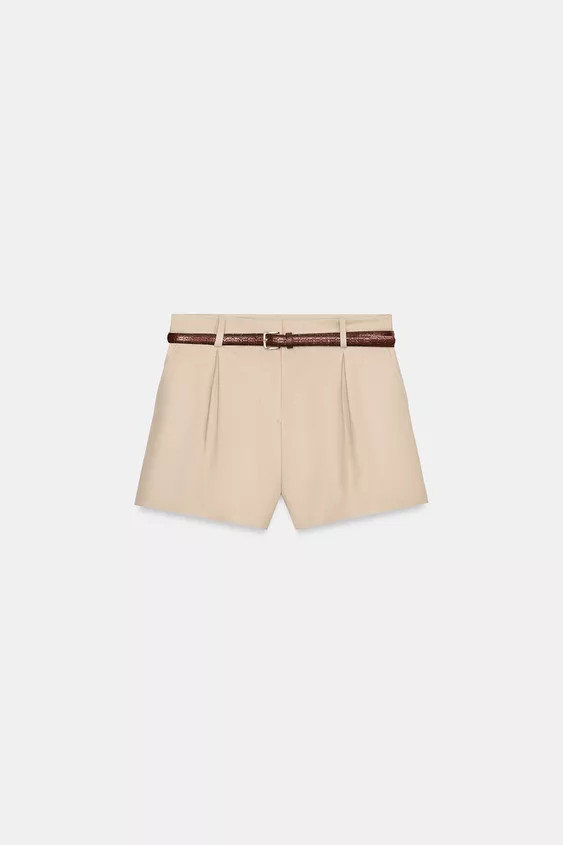 HIGH-WAISTED BELTED SHORTS | Zara US