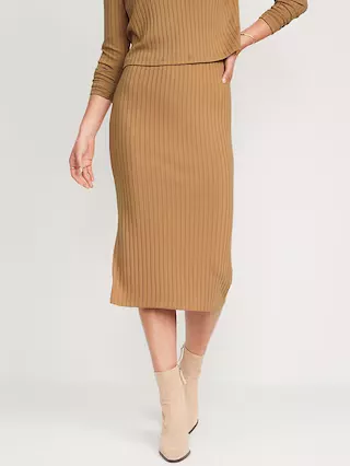 Fitted Rib-Knit Midi Skirt for … curated on LTK