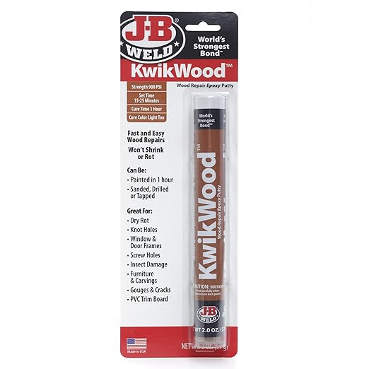 J-B Weld 8258 KwikWood Wood Repair Epoxy Putty Stick-7 inch, Beige | Amazon (US)