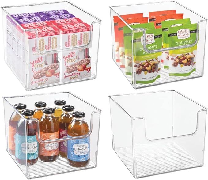 mDesign Plastic Open Front Food Storage Bin for Kitchen Cabinet, Pantry, Shelf, Fridge/Freezer - ... | Amazon (US)