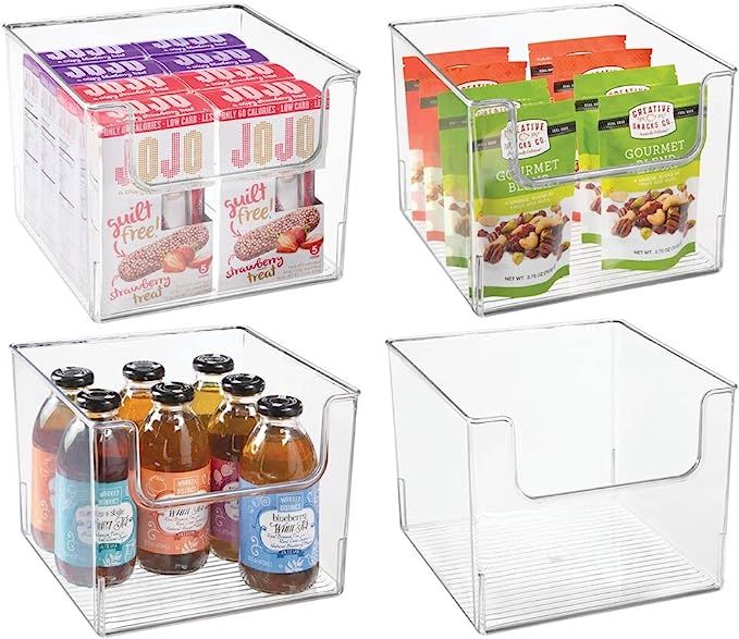 mDesign Plastic Open Front Food Storage Bin for Kitchen Cabinet, Pantry, Shelf, Fridge/Freezer - ... | Amazon (US)