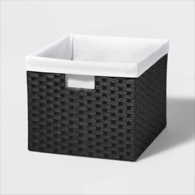 Large Round Woven Plastic Storage Basket White/Gray - Brightroom™