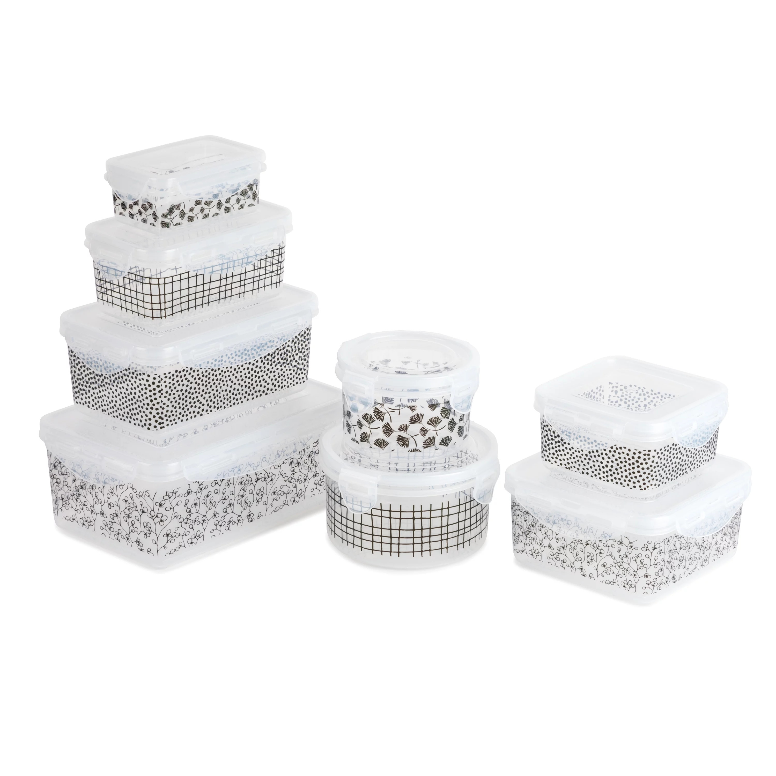 Thyme & Table Food Storage Set, 16-Piece, Black Floral | Walmart (US)