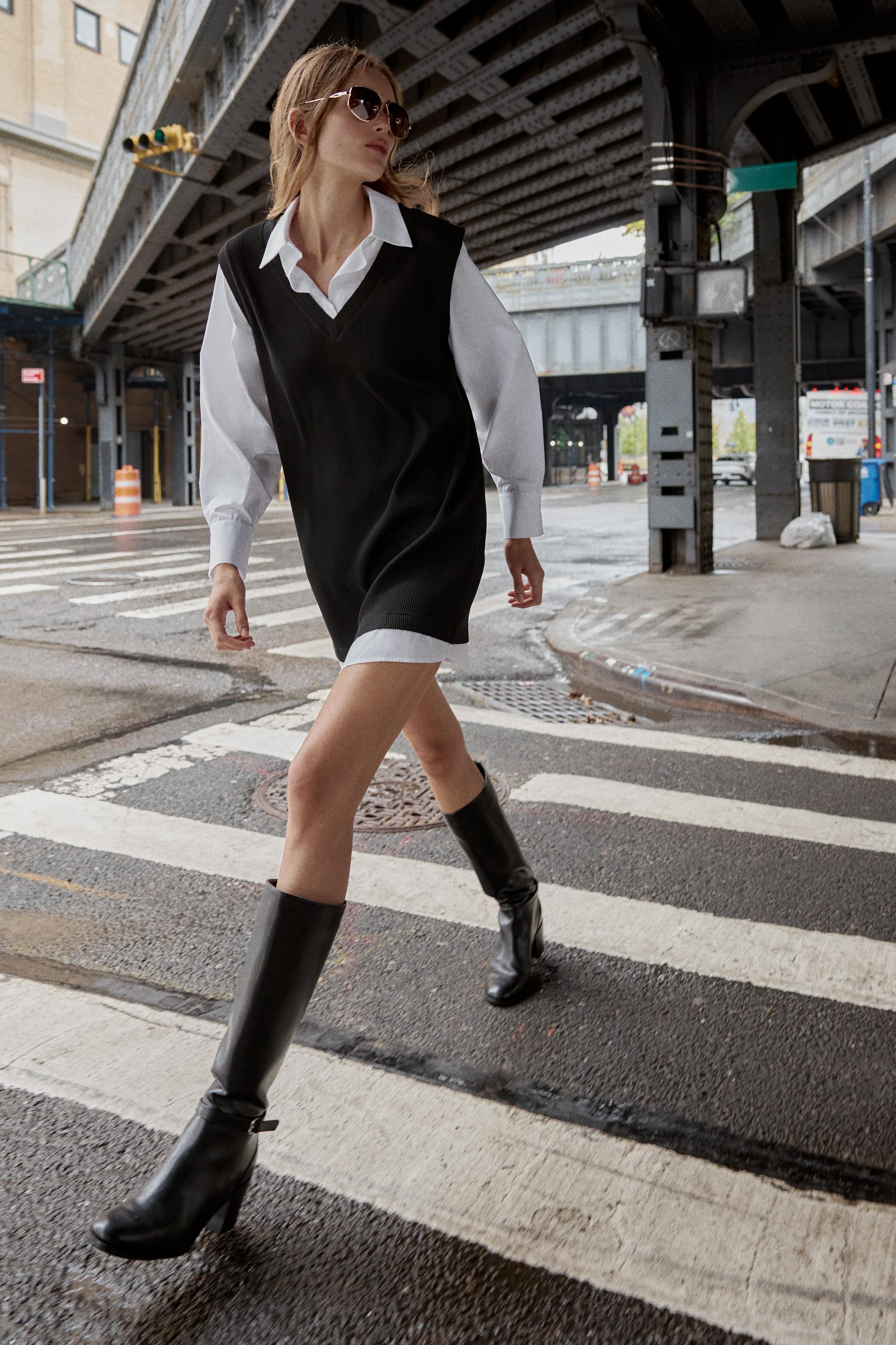 POPLIN COMBINATION MINI DRESS | Zara US