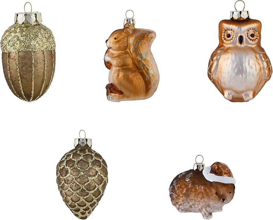 Valery Madelyn 5pcs Christmas Glass Baubles Pack, Woodland Copper and Gold Christmas Balls Orname... | Amazon (UK)