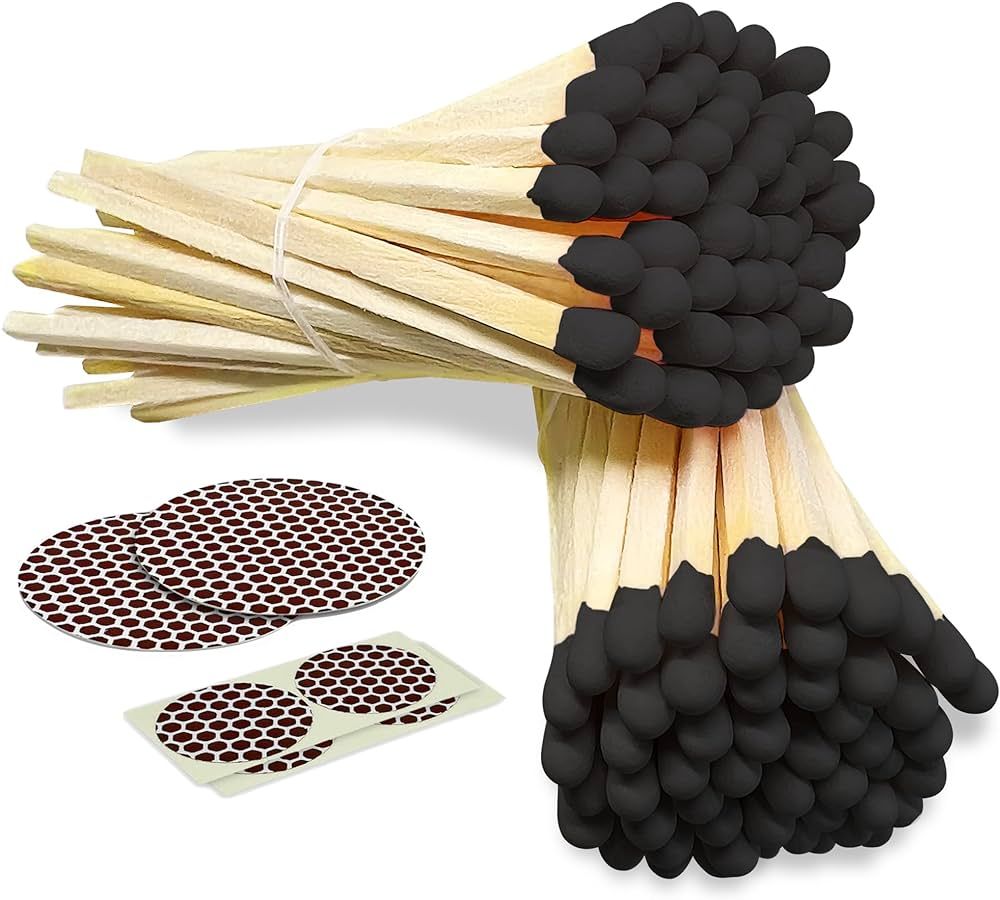 4" Bold Black Tip Matches (100 Count, with Striking Stickers Included) | Decorative Unique & Fun ... | Amazon (US)