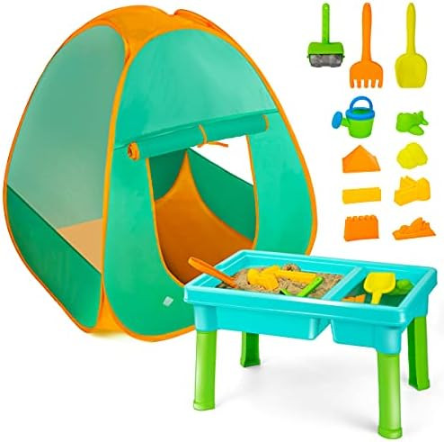 UNIH Kids Sand and Water Table with Play Tent, Toddler Beach Toys Set with Tent for Kids, Indoor&... | Amazon (US)