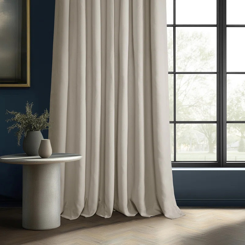 Ottis Textured Faux Linen Rod Pocket Room Darkening Curtains for Bedroom & Living Room Curtains -... | Wayfair North America