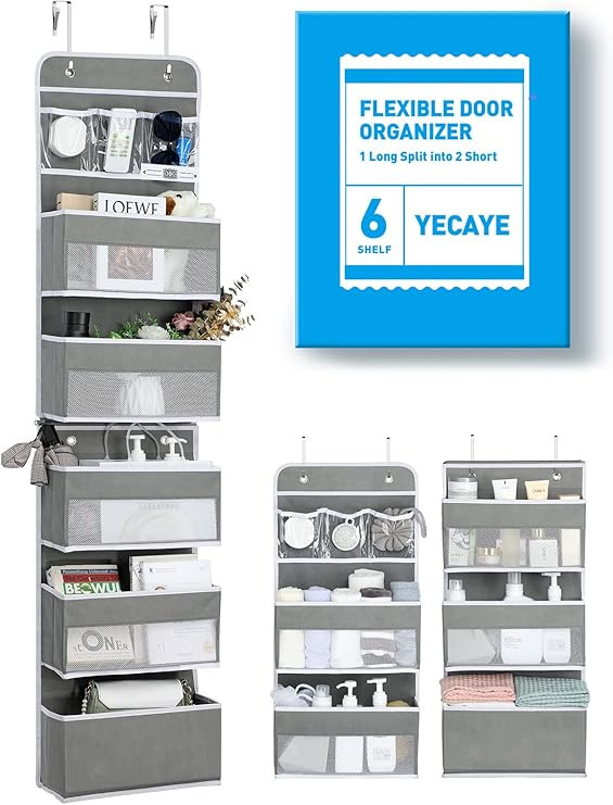 Yecaye 6-Tier Over the Door Storage Organizer, Flexible 1 Split into 2 Swing-proof Hanging Bathro... | Amazon (US)