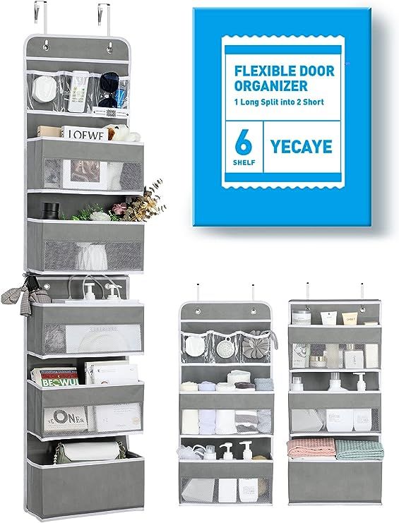 Yecaye 6-Tier Over the Door Storage Organizer, Flexible 1 Split into 2 Swing-proof Hanging Bathro... | Amazon (US)