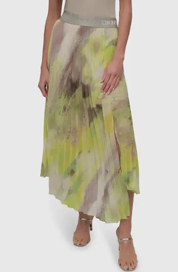 DKNY Print Pleated Asymmetric Midi Skirt | Nordstrom | Nordstrom