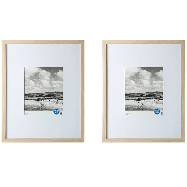 Mainstays 16 x 20 Matted to 8x10 Gallery Frame Set, 2 Pack, Lightwood - Walmart.com | Walmart (US)